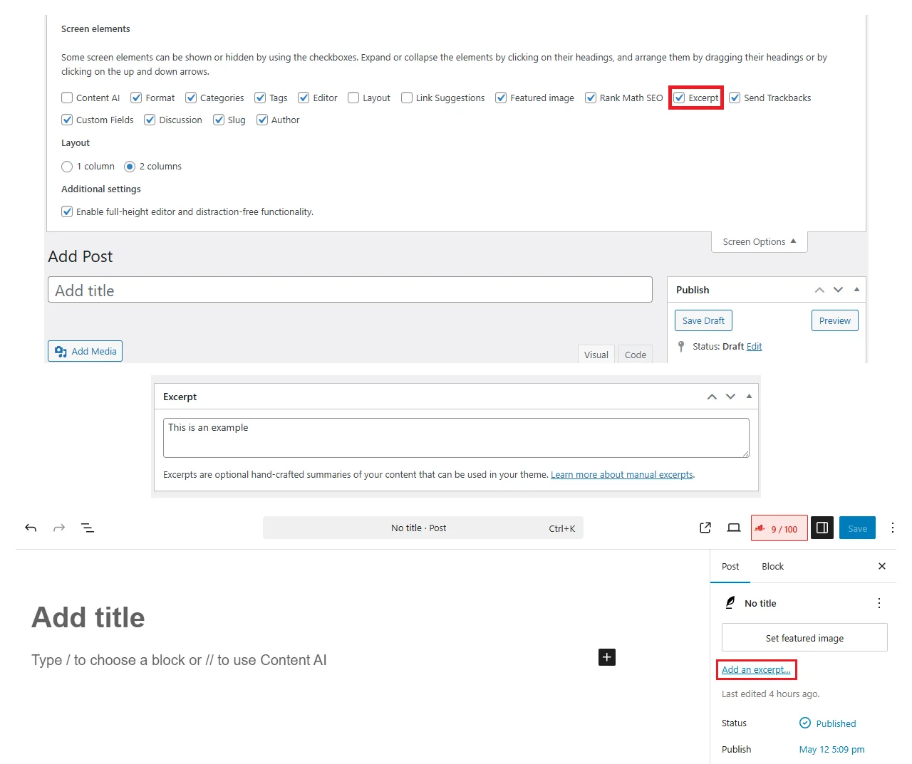 How to Enable Excerpt in Classic Editor and Block Editor in WordPress