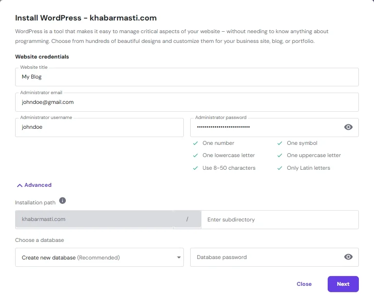 Installing WordPress