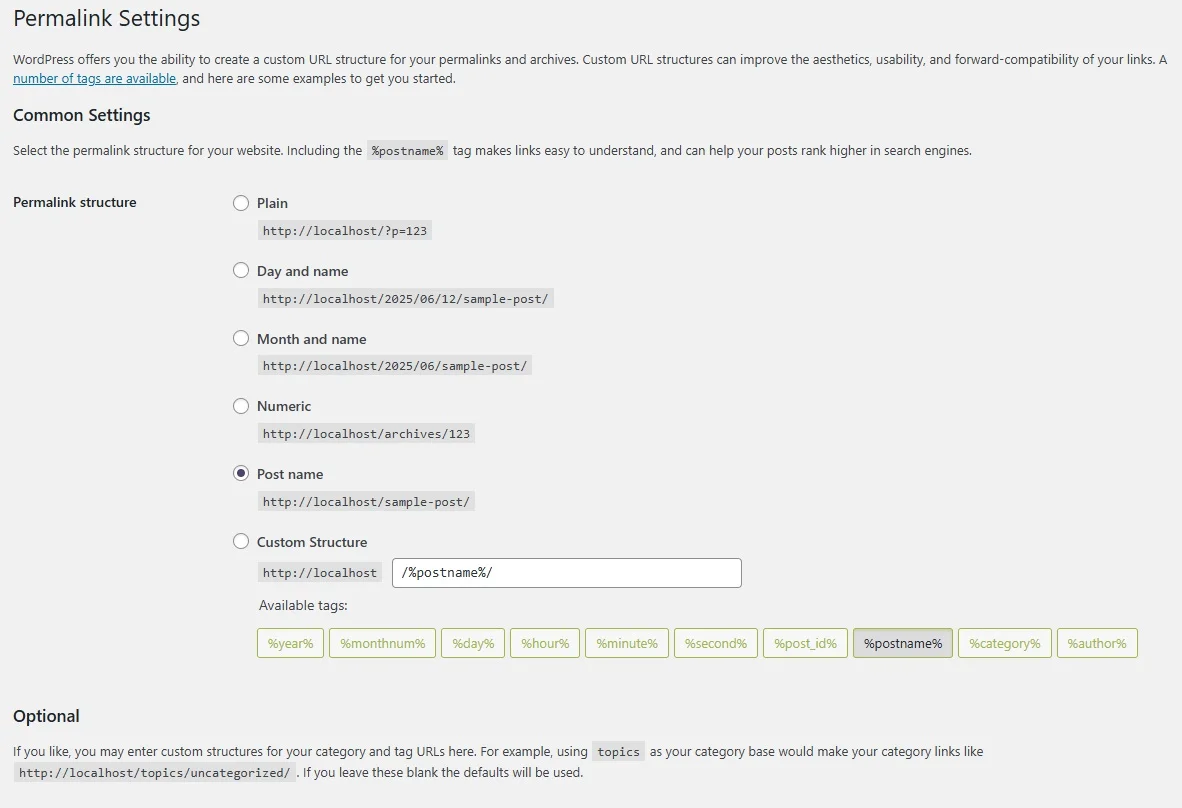 Permalink Settings