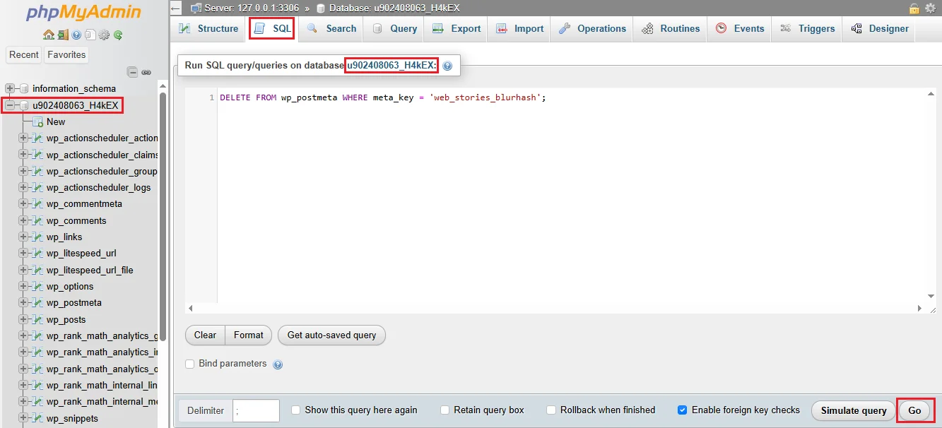 Run Query in SQL Database